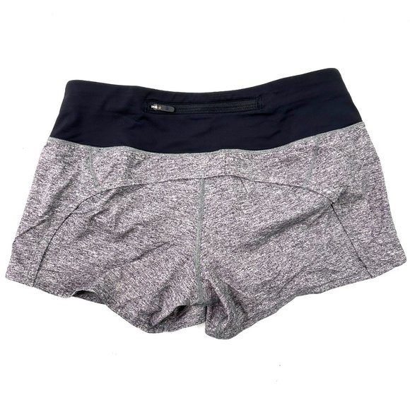 Lululemon Run Speed Up Shorts Womens 4 Heather Gray Black Liner Drawcord Workout - Picture 10 of 11